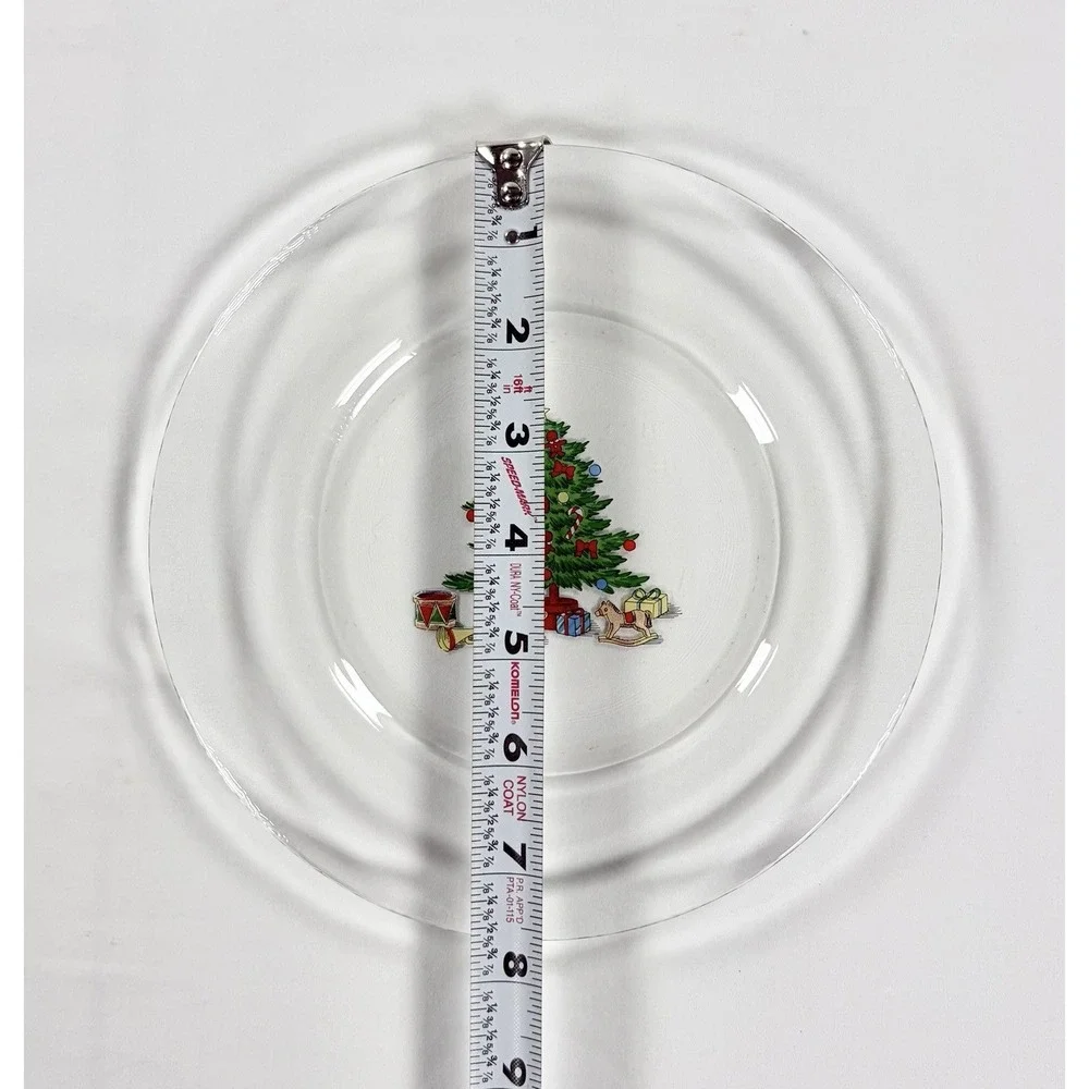 Vintage Arcoroc France Christmas Tree Milk and Cookies for Santa Glass Plate Set